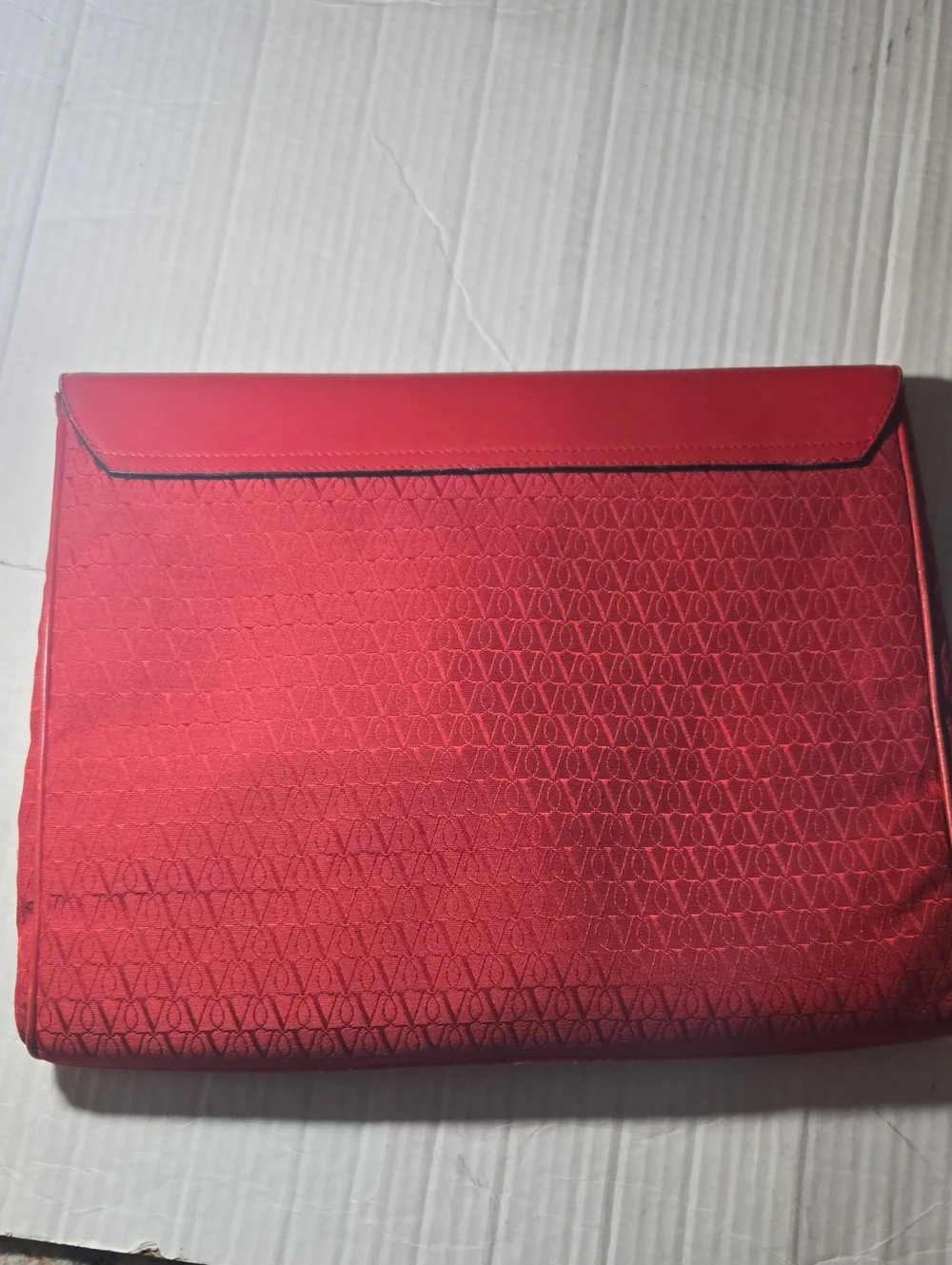 Valentino Garavani Red Leather-Trim Envelope Clutch with Matching Wallet